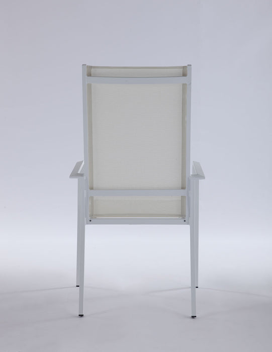 Contemporary High Back Outdoor Chair with Sling Seat - 2 per box MALIBU-AC-WHT-HB