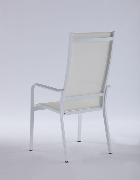 Contemporary High Back Outdoor Chair with Sling Seat - 2 per box MALIBU-AC-WHT-HB