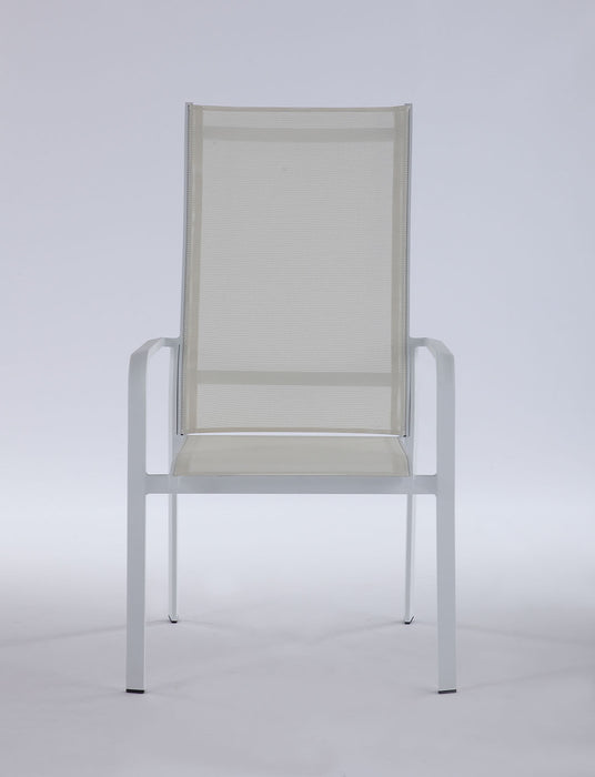 Contemporary High Back Outdoor Chair with Sling Seat - 2 per box MALIBU-AC-WHT-HB