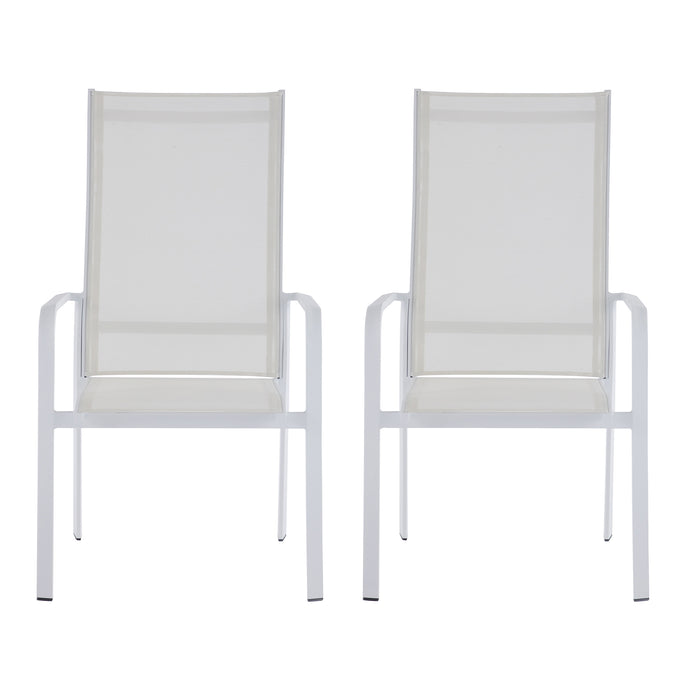 Contemporary High Back Outdoor Chair with Sling Seat - 2 per box MALIBU-AC-WHT-HB