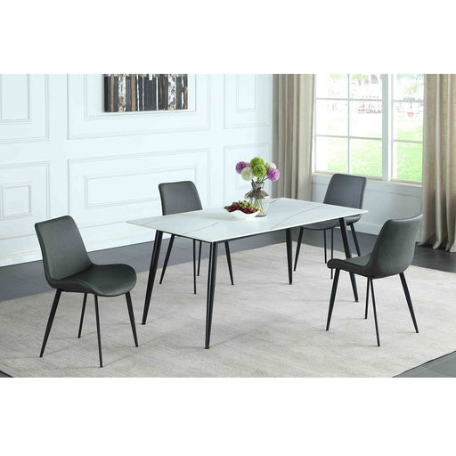 Contemporary Dining Set w/ Sintered Stone Top & 4 Chairs MARY-5PC-GRY
