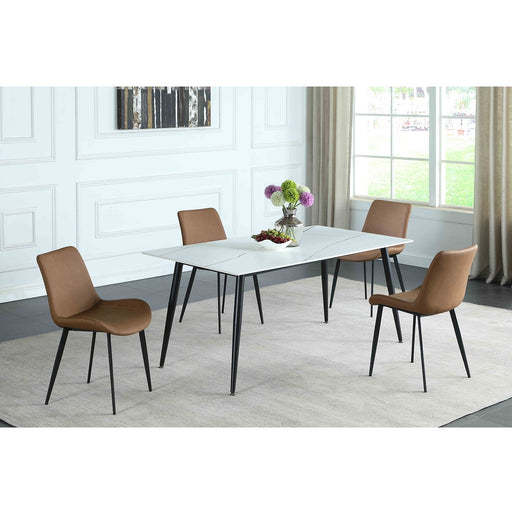 Contemporary Dining Set w/ Sintered Stone Top & 4 Chairs MARY-5PC-RST