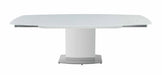 Contemporary Extendable White Glass Dining Table MAVIS-DT-WHT