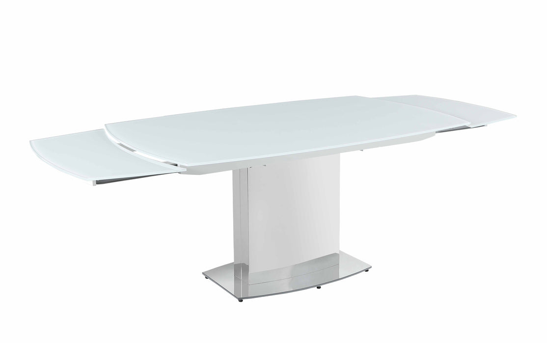 Contemporary Extendable White Glass Dining Table MAVIS-DT-WHT