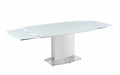 Contemporary Extendable White Glass Dining Table MAVIS-DT-WHT