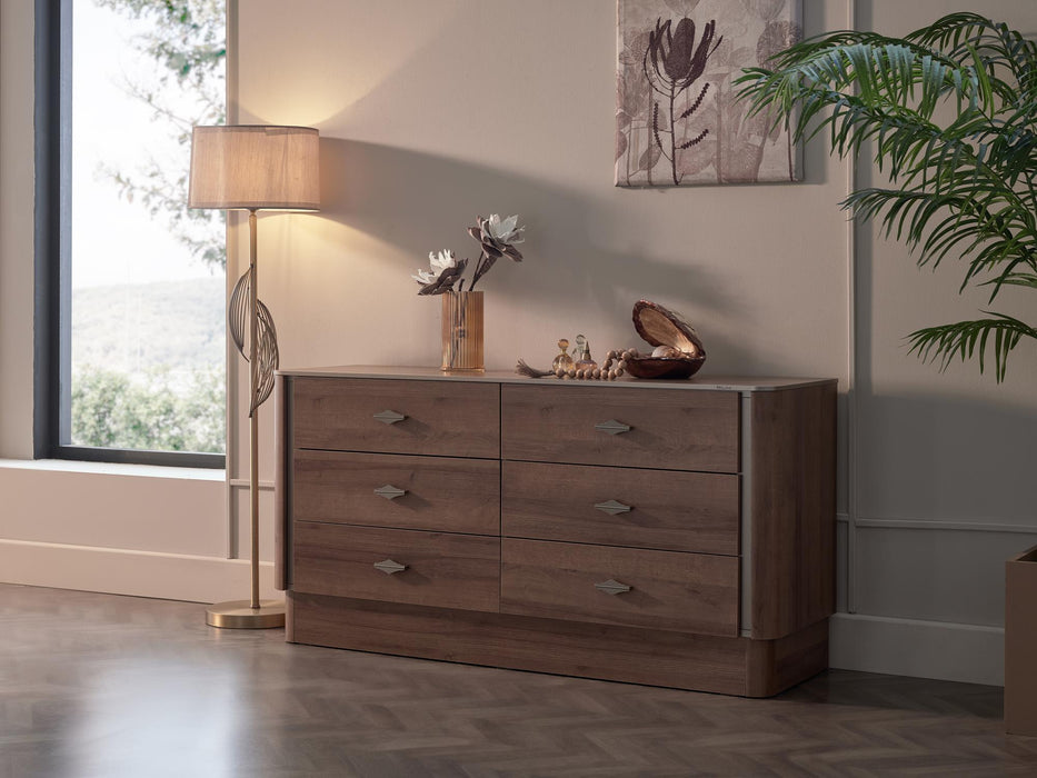Mirante 6 Drawer Dresser - Walnut