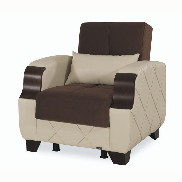 Ottomanson Molina Collection Upholstered Convertible Armchair with Storage