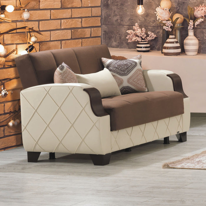 Ottomanson Molina Collection Upholstered Convertible Loveseat with Storage