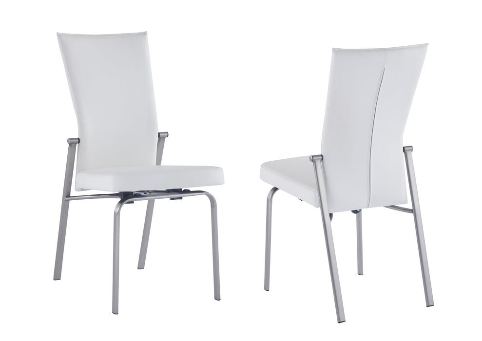 Contemporary Motion-Back Side Chair w/ Brushed Steel Frame - 2 per box MOLLY-SC-WHT-BSH