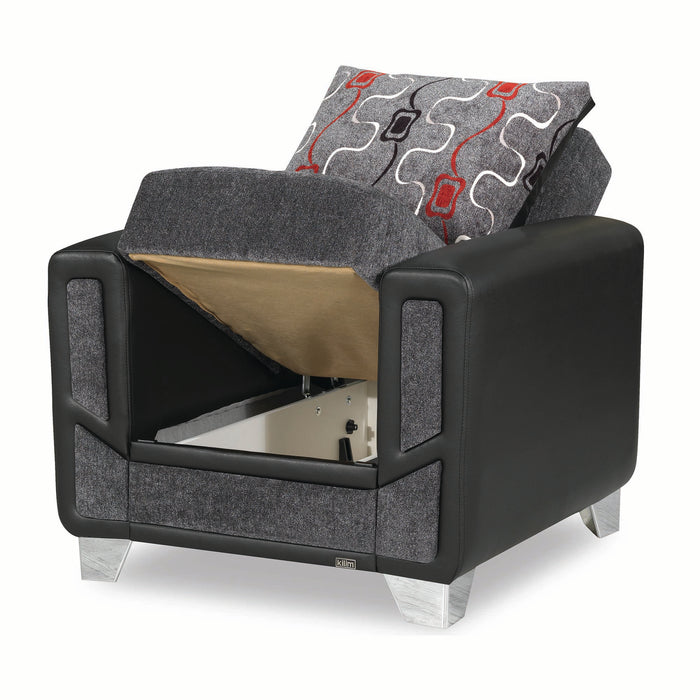 Ottomanson Mondo Modern Collection Upholstered Convertible Armchair with Storage