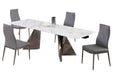 Contemporary Dining Set w/ Extendable Table & Diamond Stitched Back Chairs MORGAN-KASSIDY-5PC-BKC-GRY