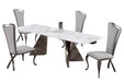 Contemporary Dining Set w/ Extendable Table & Cabriole Legged Chairs MORGAN-NADIA-5PC-BKC-GRY