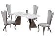 Contemporary Dining Set w/ Extendable Table & Cabriole Legged Chairs MORGAN-NADIA-5PC-BKC-GRY