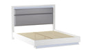 Modern Upholstered Gloss White King Bed w/ LED Lights MOSCOW-KG-BED