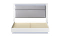 Modern Upholstered Gloss White King Bed w/ LED Lights MOSCOW-KG-BED