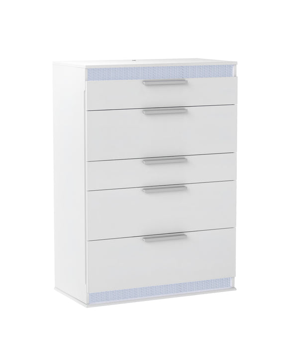 Modern Gloss White 5-Drawer Bedroom Chest MOSCOW-CHT