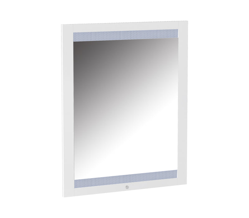 Modern White Laminate Framed Mirror w/ LED Lights MOSCOW-MIR