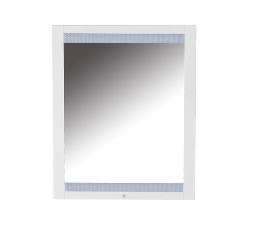Modern White Laminate Framed Mirror w/ LED Lights MOSCOW-MIR