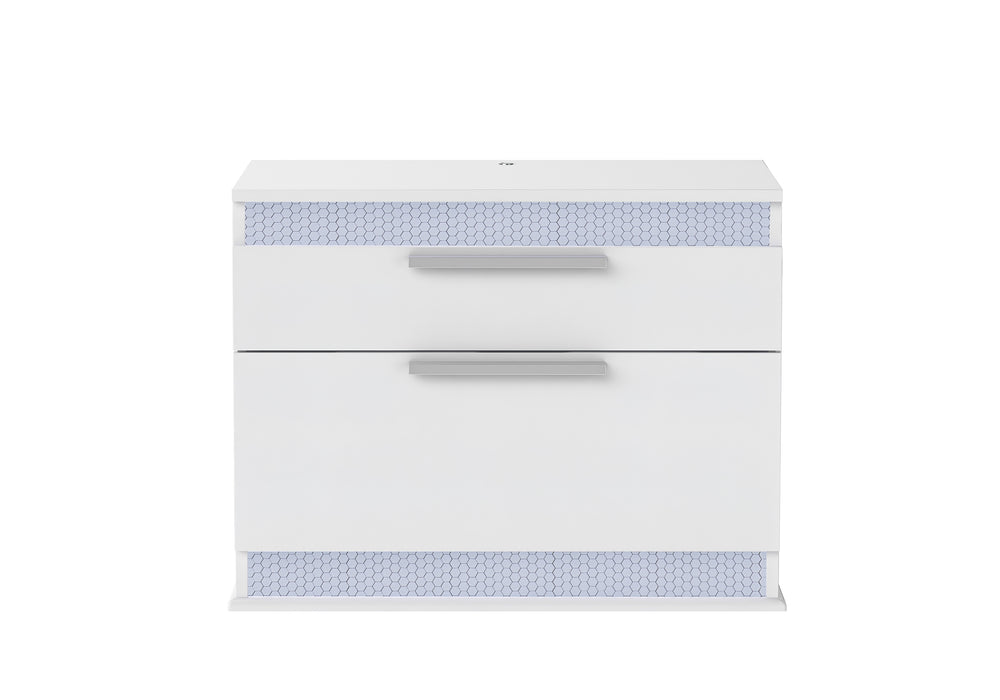 Modern Gloss White 2-Drawer Nightstand MOSCOW-NS