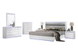 Modern Upholstered Gloss White Queen Bed w/ LED Lights MOSCOW-QN-BED