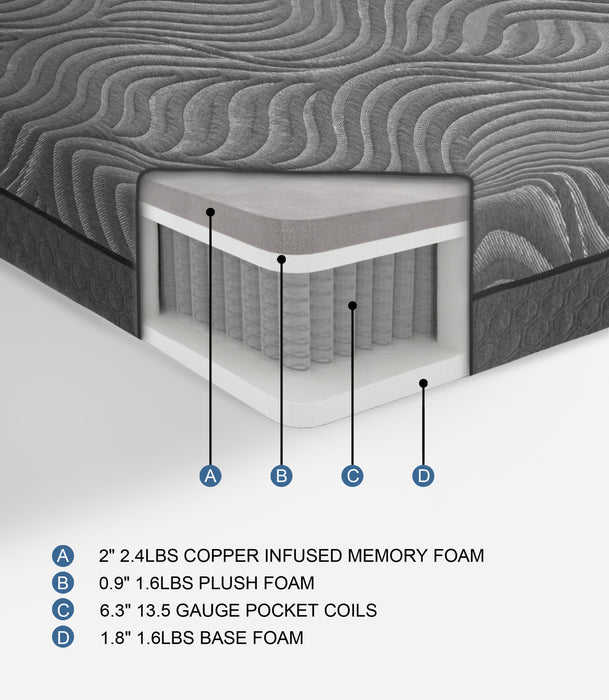 11" Copper-Infused Memory Foam Hybrid Mattress 