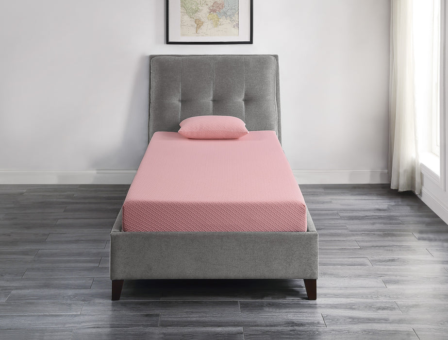 Leo 7" Pink Twin Gel-Infused Memory Foam Mattress and Pillow Set