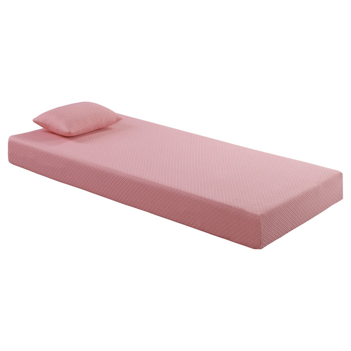 Leo 7" Pink Twin Gel-Infused Memory Foam Mattress and Pillow Set