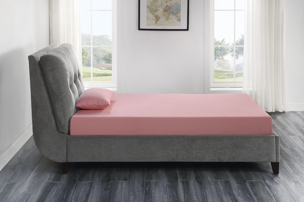 Leo 7" Pink Twin Gel-Infused Memory Foam Mattress and Pillow Set