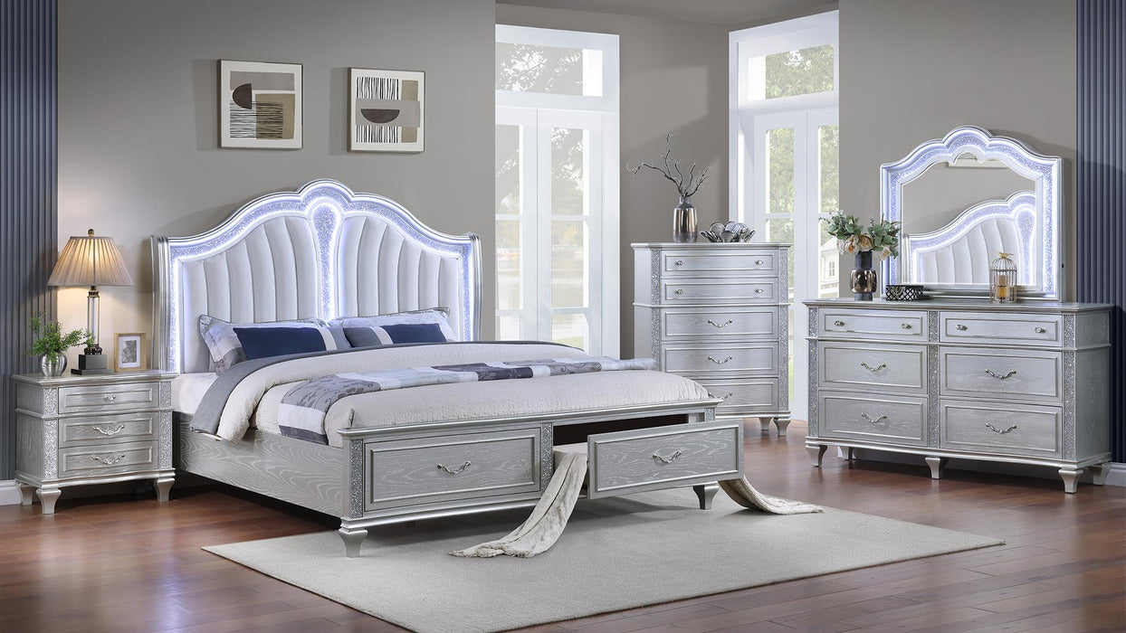 Mystic Bedroom Set – Mystic Queen 5 Pc Bedroom Set in Silver by Galaxy Home Furnishings