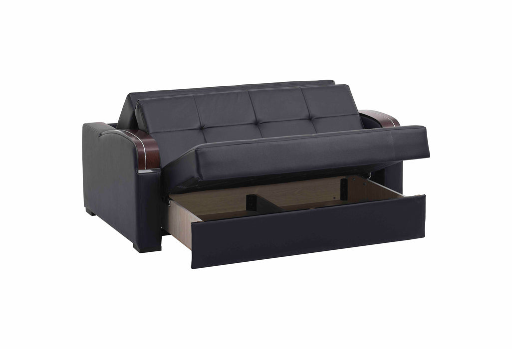 Ottomanson Sleep Plus Collection Upholstered Convertible Loveseat with Storage