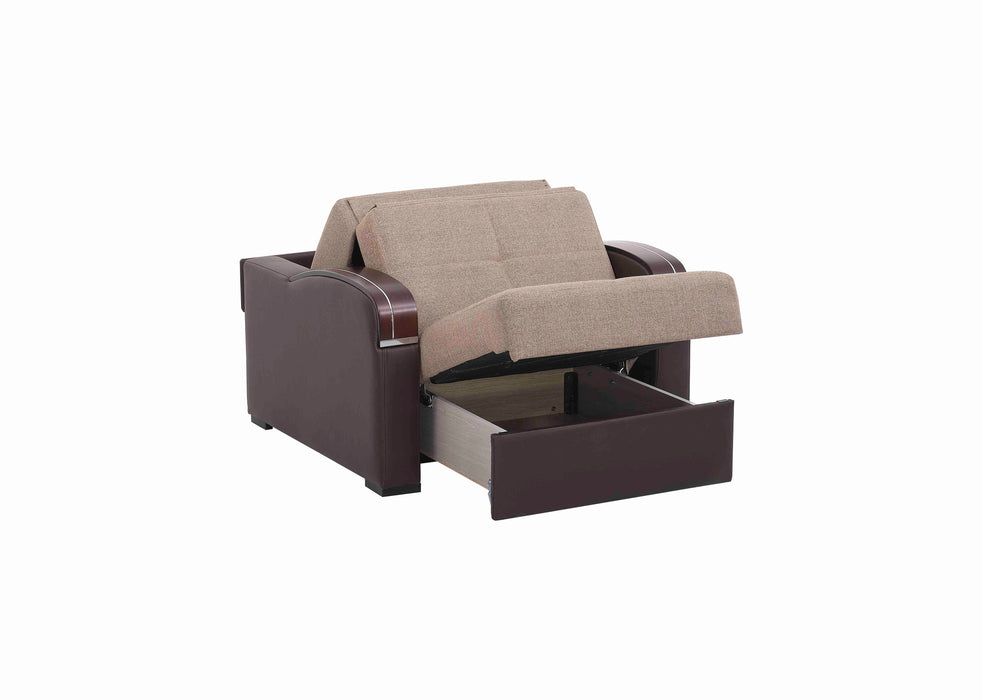 Ottomanson Sleep Plus Collection Upholstered Convertible Armchair with Storage