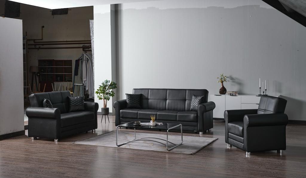 Avalon - Black Pu Living Room Set