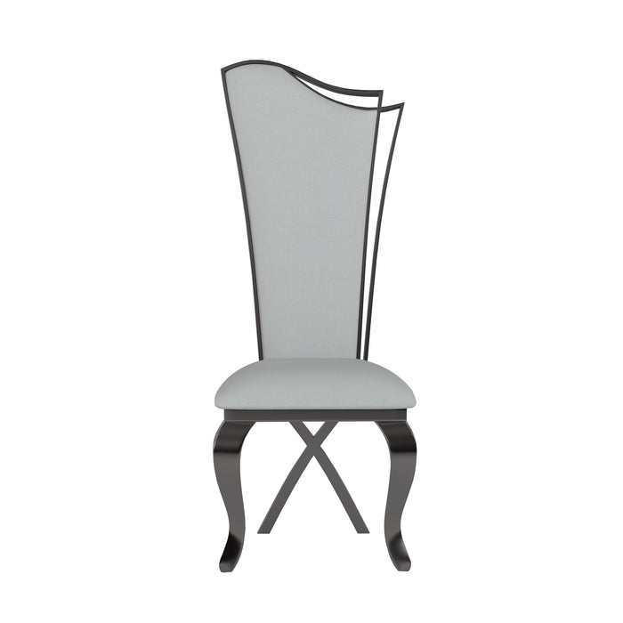 Contemporary Tall-Back Side Chair w/ Cabriole Legs - 2 per box NADIA-SC-GRY-BKC