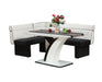 Dining Set w/ White Glass Top Table & 2-Tone Nook NATASHA-NOOK SET