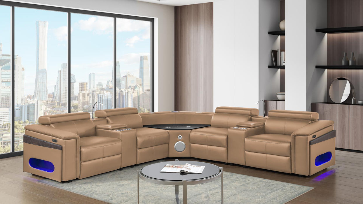 Nova Sectional – Nova Sectional with 1 Console (Reading Light) - Caramel by Galaxy Home Furnishings