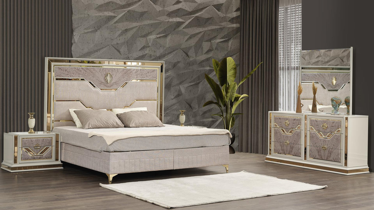 Omari Bedroom Set – Omari Queen 4 Pc Bedroom Set in Beige by Galaxy Home Furnishings