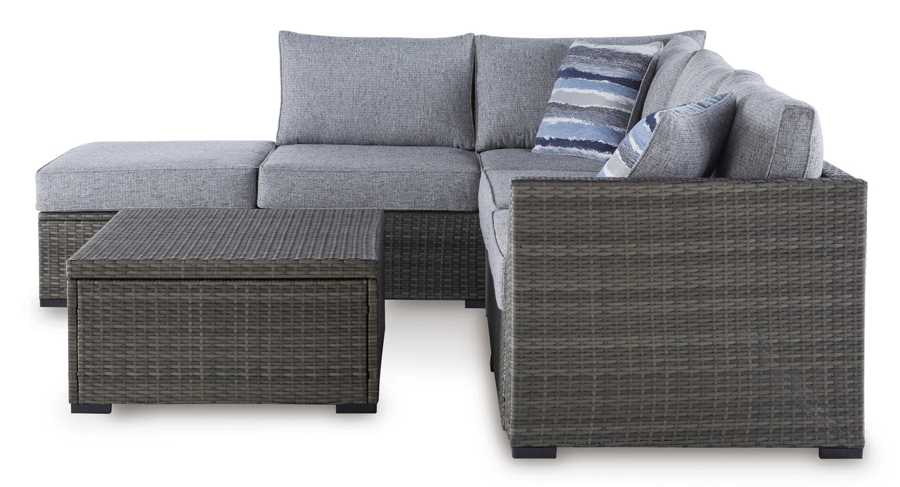 Petal Road Outdoor Loveseat Sectional/Ottoman/Table Set (Set of 4)