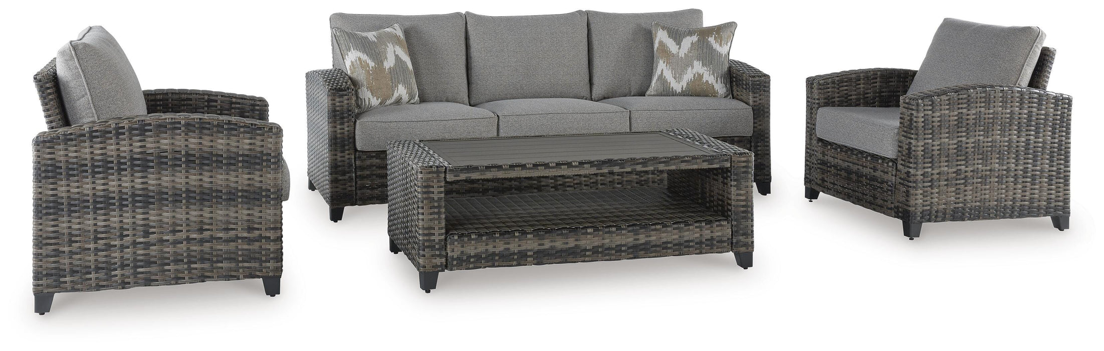 Oasis Court Outdoor Sofa/Chairs/Table Set (Set of 4) - image 1