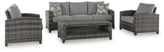 Oasis Court Outdoor Sofa/Chairs/Table Set (Set of 4) - image 1