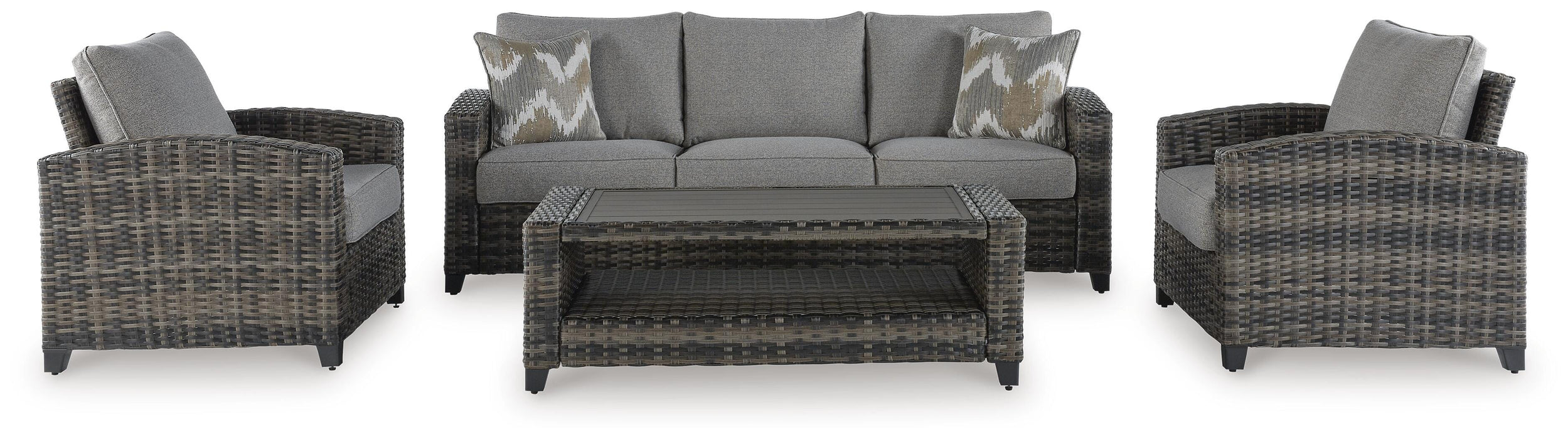 Oasis Court Outdoor Sofa/Chairs/Table Set (Set of 4) - image 3