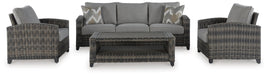 Oasis Court Outdoor Sofa/Chairs/Table Set (Set of 4) - image 3