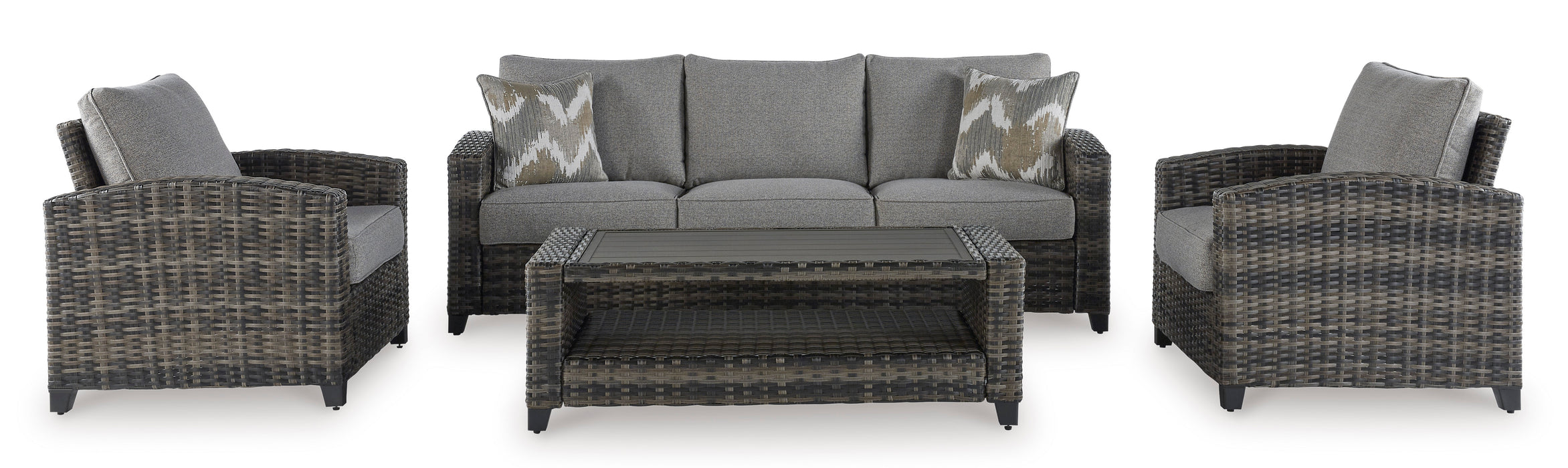 Oasis Court Outdoor Sofa/Chairs/Table Set (Set of 4)