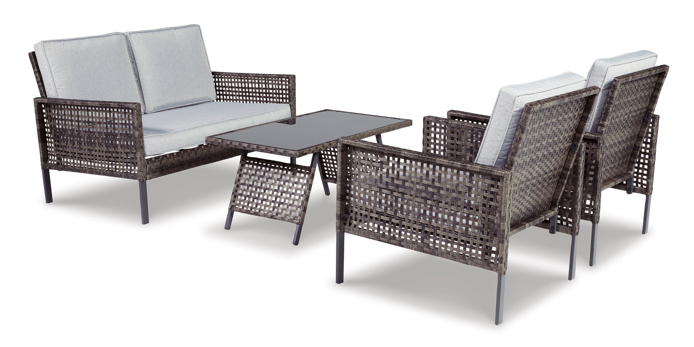 Lainey Outdoor Love/Chairs/Table Set (Set of 4)