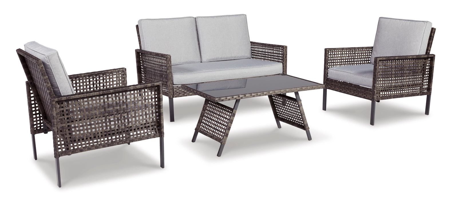 Lainey Outdoor Love/Chairs/Table Set (Set of 4)