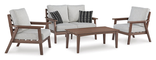 Emmeline Outdoor Loveseat, 2 Lounge Chairs and Coffee Table