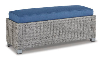 Naples Beach Outdoor Right and Left-arm Facing Loveseat with Cushion (Set of 2) - Black/Gray;Blue