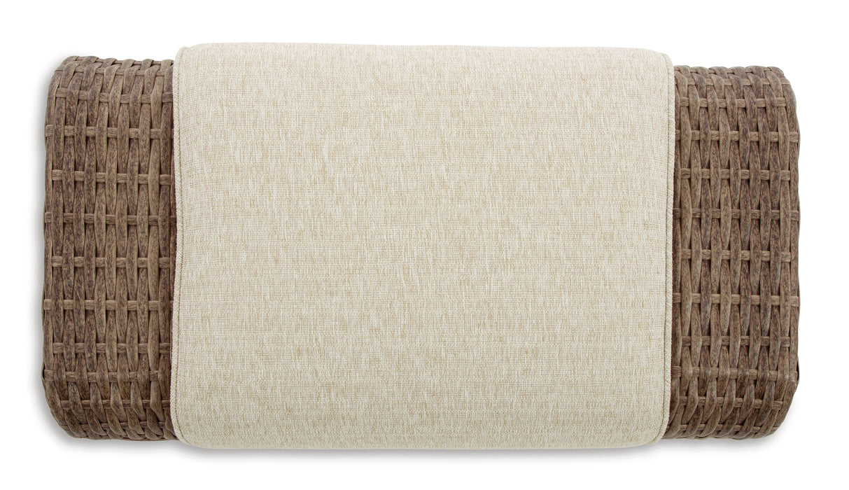 Sandy Bloom Outdoor Ottoman with Cushion