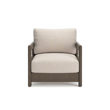 Arc Lake Outdoor Lounge Chair with Cushion - Brown/Beige