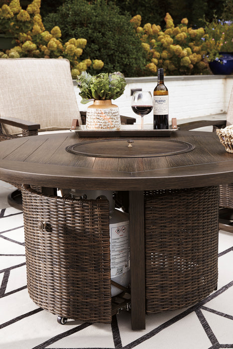 Paradise Trail Outdoor Fire Pit Table with 4 Lounge Chairs