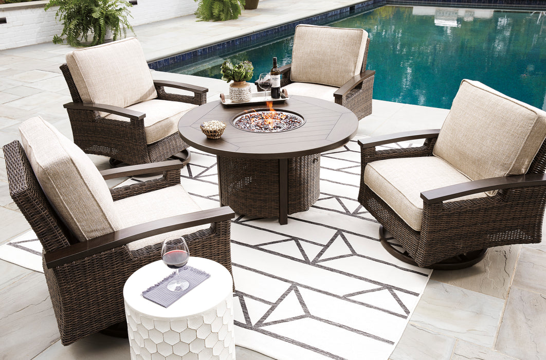 Paradise Trail Outdoor Fire Pit Table with 4 Lounge Chairs